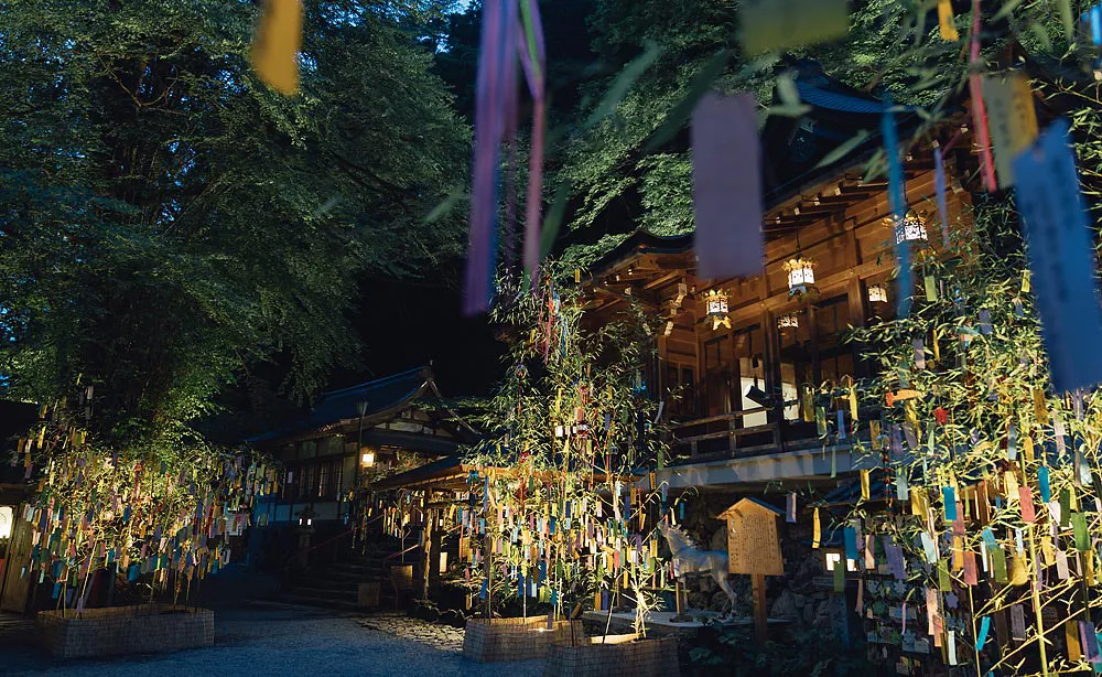 貴船神社：7月1日～8月15日に行われる笹飾りのライトアップ